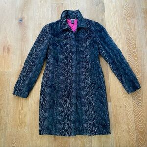 GUESS Snakeskin Grey Black Velvety Pea Coat Size Small